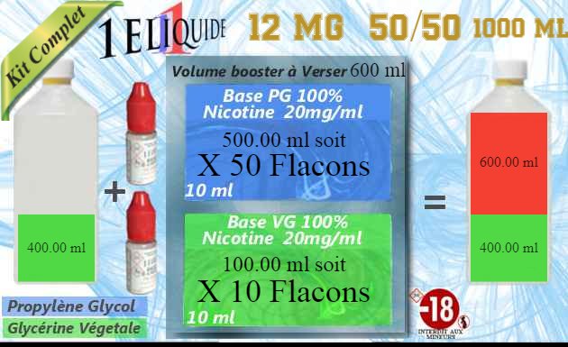 Base Nicotine 12mg Pour La Fabrication Et Preparation De Votre Base E Liquide Pour La Vap Dans Des Bouteilles De 1 Litre Pour La Plus Grande Capacite